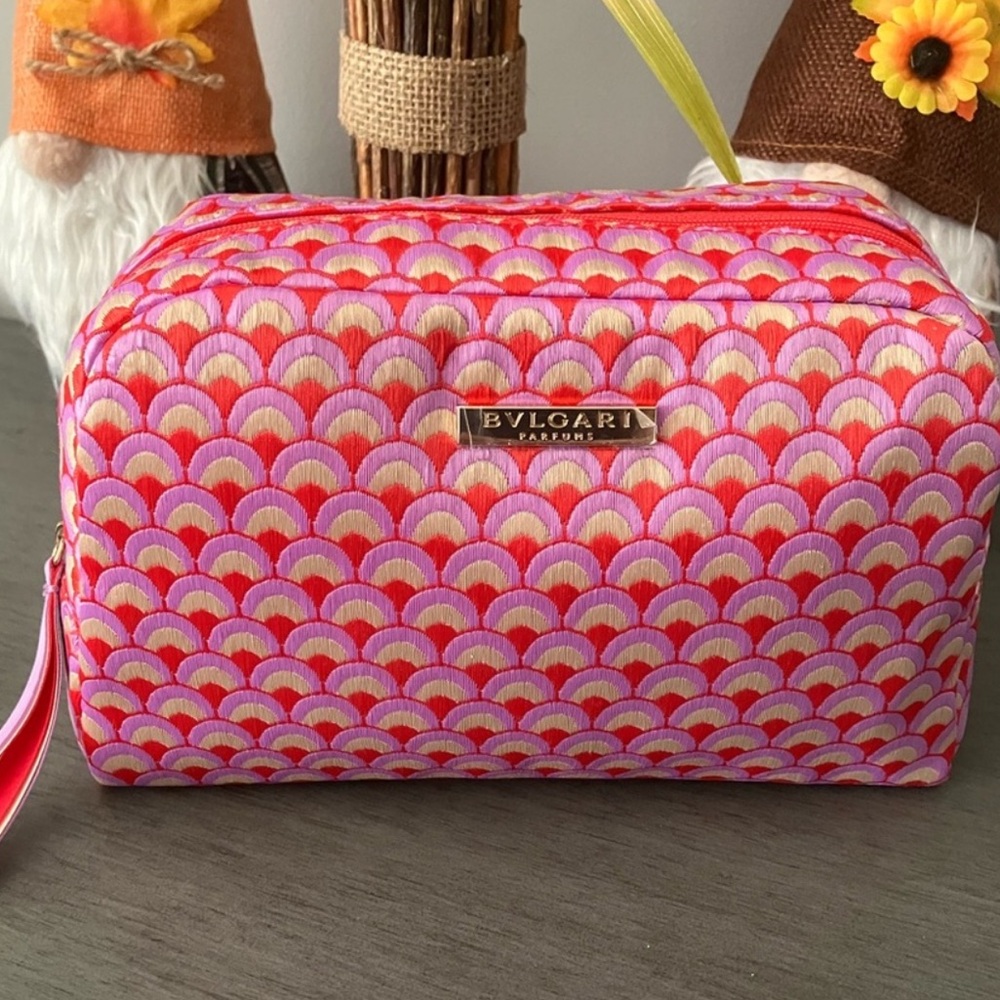 Bvlgari Scallop Pattern Embroidered Cosmetic Case/Make-up Bag - Picture 15 of 16